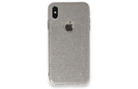 Newface iPhone XS Max Kılıf Simli Katmanlı Silikon - Gümüş