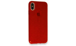 Newface iPhone XS Max Kılıf Simli Katmanlı Silikon - Kırmızı