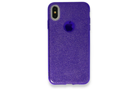 Newface iPhone XS Max Kılıf Simli Katmanlı Silikon - Mor