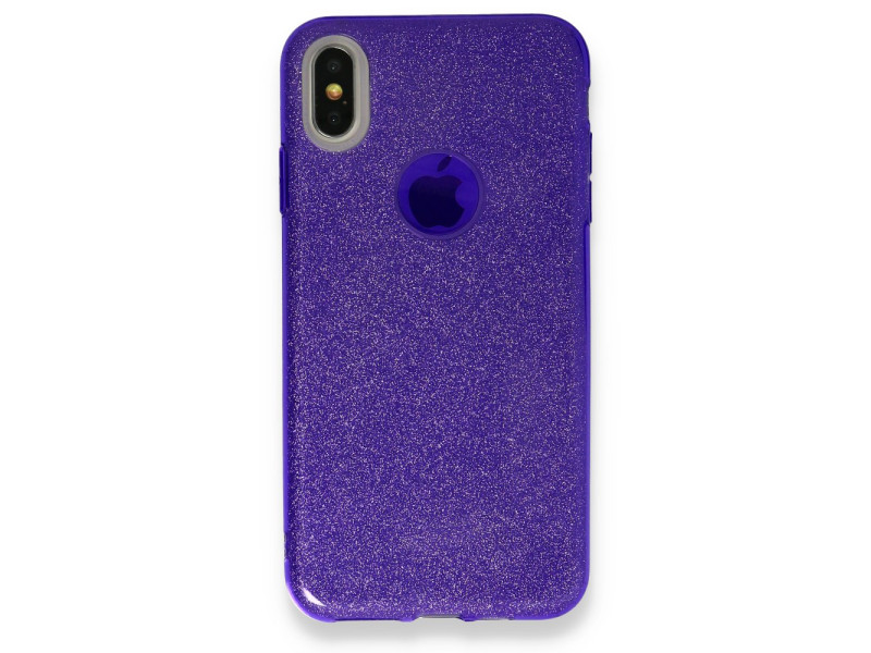 Newface iPhone XS Max Kılıf Simli Katmanlı Silikon - Mor