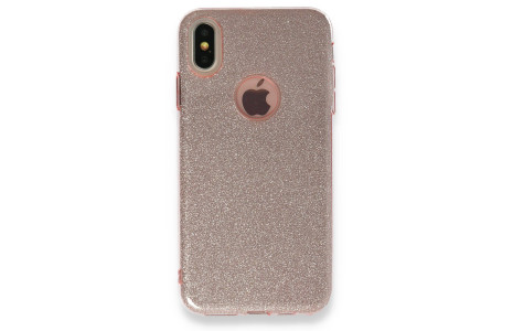Newface iPhone XS Max Kılıf Simli Katmanlı Silikon - Rose