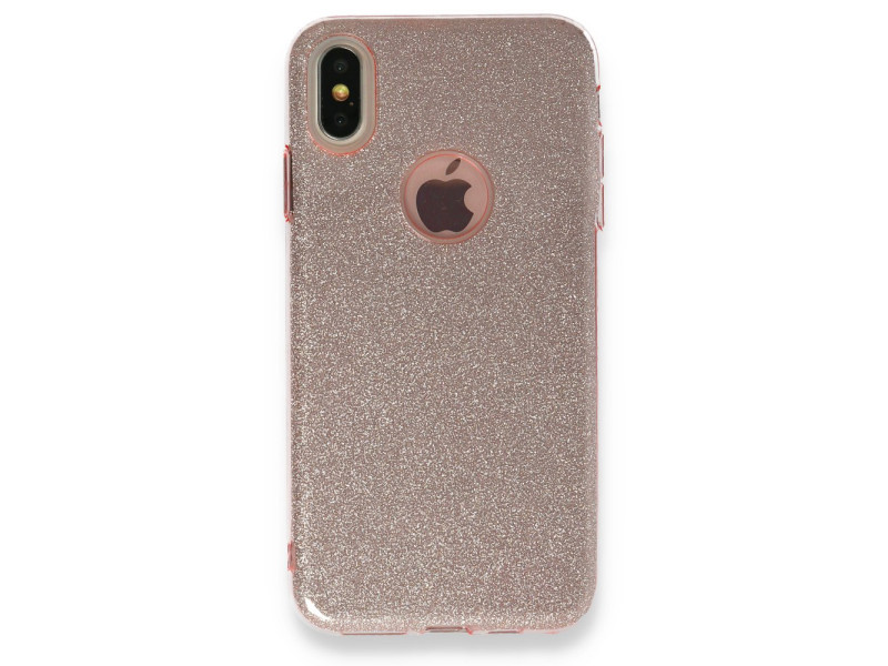 Newface iPhone XS Max Kılıf Simli Katmanlı Silikon - Rose
