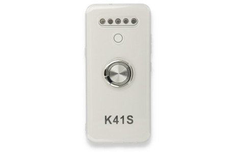 Newface LG K41S Kılıf Gros Yüzüklü Silikon - Gümüş