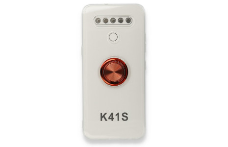 Newface LG K41S Kılıf Gros Yüzüklü Silikon - Kırmızı