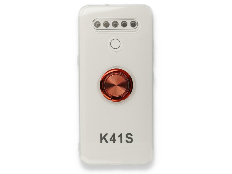 Newface LG K41S Kılıf Gros Yüzüklü Silikon - Kırmızı