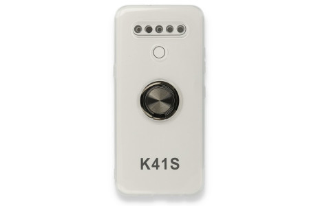 Newface LG K41S Kılıf Gros Yüzüklü Silikon - Siyah