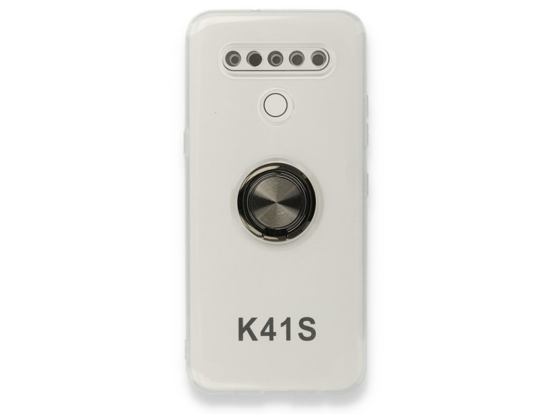 Newface LG K41S Kılıf Gros Yüzüklü Silikon - Siyah