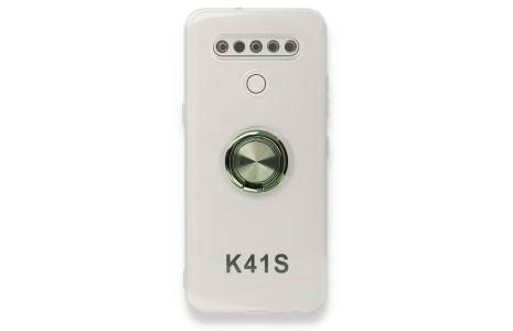 Newface LG K41S Kılıf Gros Yüzüklü Silikon - Yeşil