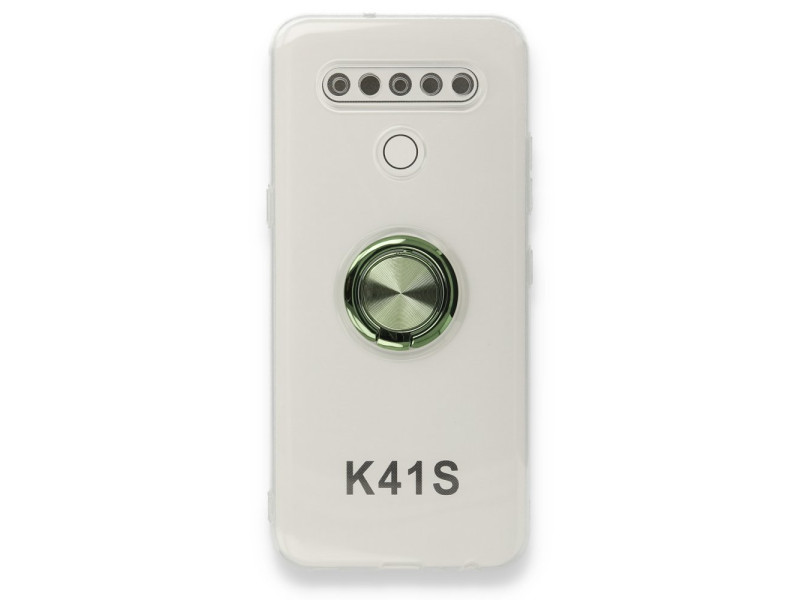 Newface LG K41S Kılıf Gros Yüzüklü Silikon - Yeşil