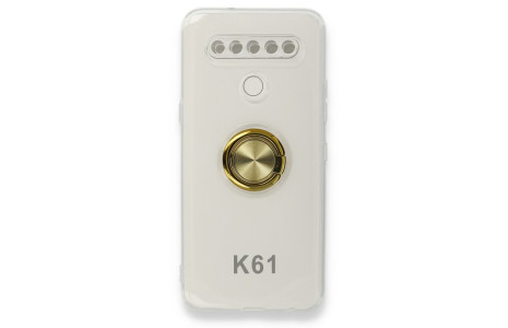 Newface LG K61 Kılıf Gros Yüzüklü Silikon - Gold