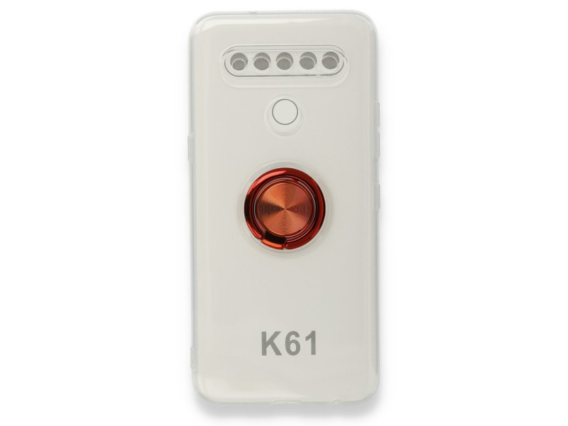 Newface LG K61 Kılıf Gros Yüzüklü Silikon - Kırmızı