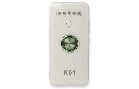 Newface LG K61 Kılıf Gros Yüzüklü Silikon - Yeşil