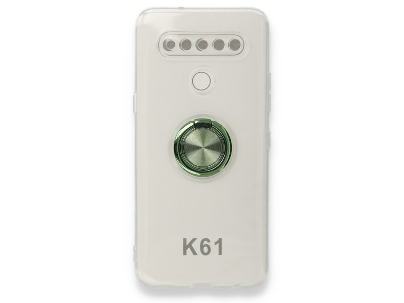 Newface LG K61 Kılıf Gros Yüzüklü Silikon - Yeşil