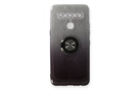 Newface LG K61 Kılıf Simli Yüzüklü Silikon - Siyah