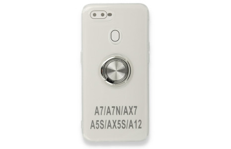 Newface Oppo A12 Kılıf Gros Yüzüklü Silikon - Gümüş
