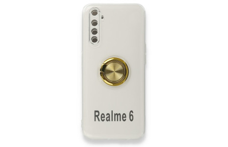 Newface Realme 6 Kılıf Gros Yüzüklü Silikon - Gold