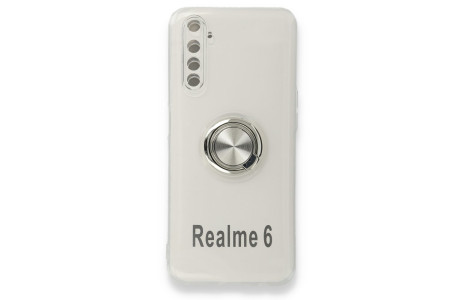 Newface Realme 6 Kılıf Gros Yüzüklü Silikon - Gümüş