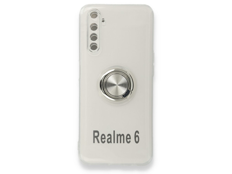 Newface Realme 6 Kılıf Gros Yüzüklü Silikon - Gümüş
