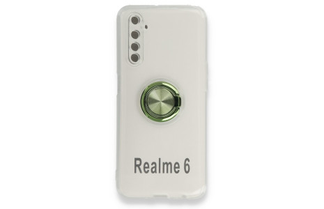 Newface Realme 6 Kılıf Gros Yüzüklü Silikon - Yeşil