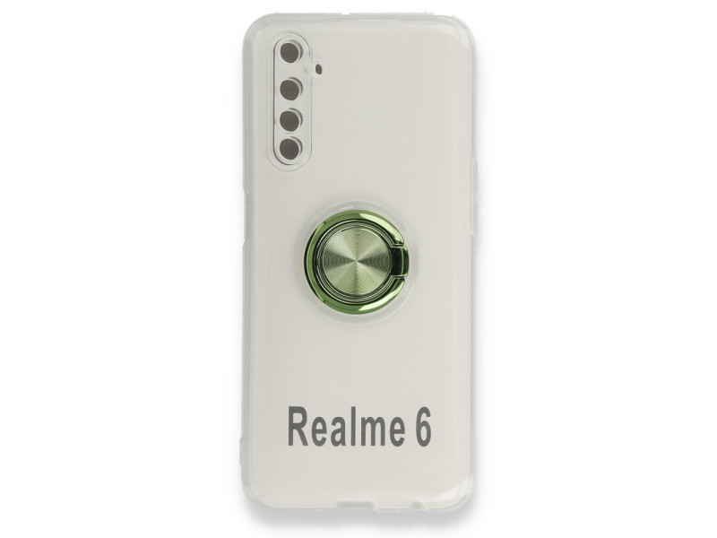Newface Realme 6 Kılıf Gros Yüzüklü Silikon - Yeşil