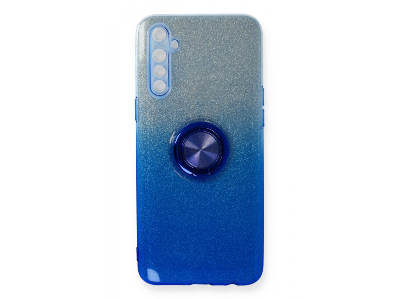 Newface Realme 6 Kılıf Simli Yüzüklü Silikon - Mavi