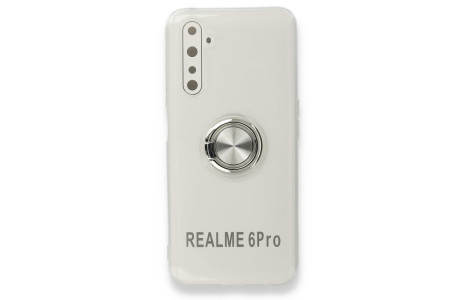 Newface Realme 6 Pro Kılıf Gros Yüzüklü Silikon - Gümüş