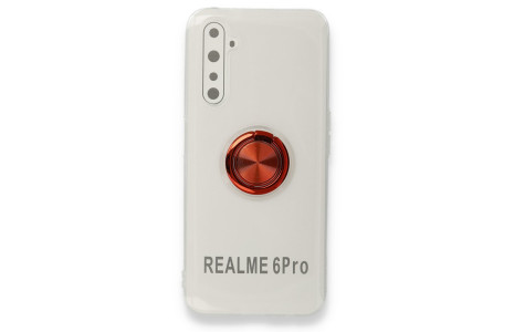Newface Realme 6 Pro Kılıf Gros Yüzüklü Silikon - Kırmızı
