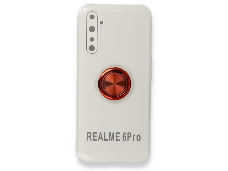 Newface Realme 6 Pro Kılıf Gros Yüzüklü Silikon - Kırmızı