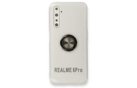 Newface Realme 6 Pro Kılıf Gros Yüzüklü Silikon - Siyah