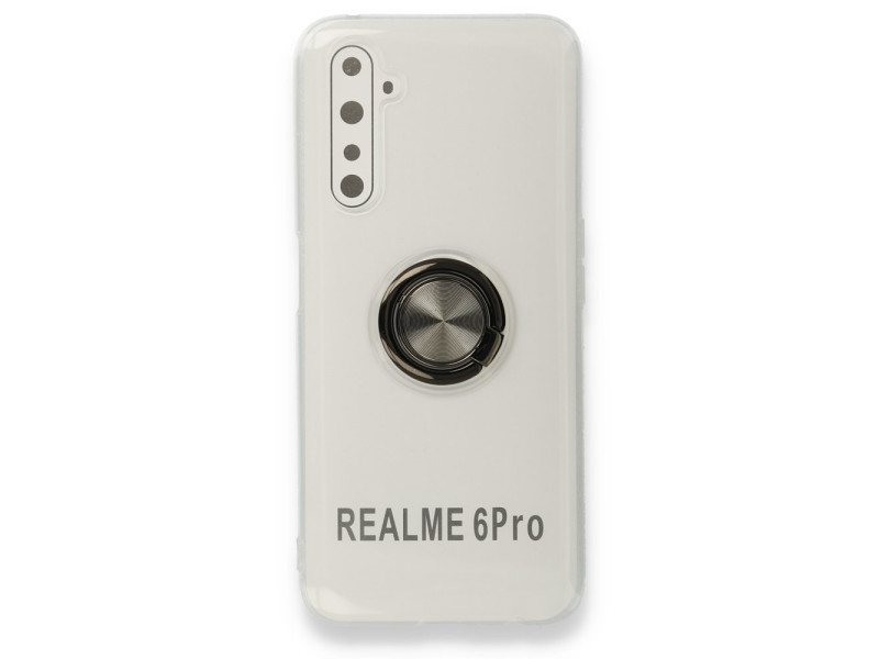 Newface Realme 6 Pro Kılıf Gros Yüzüklü Silikon - Siyah