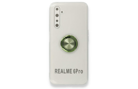 Newface Realme 6 Pro Kılıf Gros Yüzüklü Silikon - Yeşil