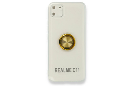 Newface Realme C11 Kılıf Gros Yüzüklü Silikon - Gold