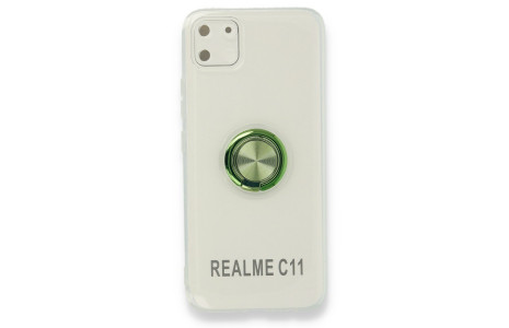 Newface Realme C11 Kılıf Gros Yüzüklü Silikon - Yeşil