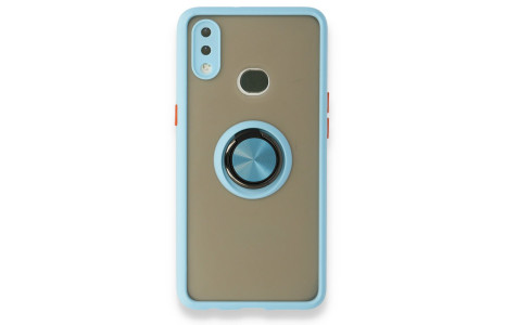 Newface Samsung Galaxy A10S Kılıf Montreal Yüzüklü Silikon Kapak - Buz Mavi