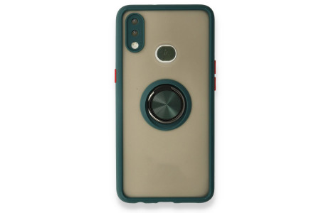 Newface Samsung Galaxy A10S Kılıf Montreal Yüzüklü Silikon Kapak - Yeşil