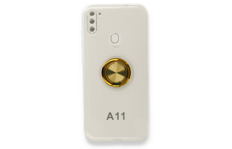 Newface Samsung Galaxy A11 Kılıf Gros Yüzüklü Silikon - Gold