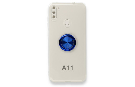 Newface Samsung Galaxy A11 Kılıf Gros Yüzüklü Silikon - Mavi