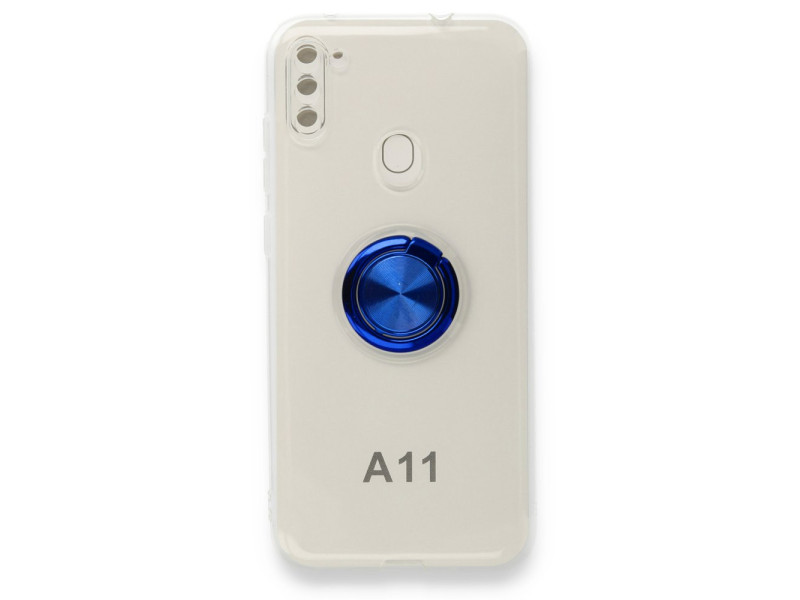 Newface Samsung Galaxy A11 Kılıf Gros Yüzüklü Silikon - Mavi