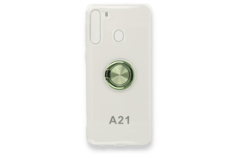 Newface Samsung Galaxy A21 Kılıf Gros Yüzüklü Silikon -Yeşil