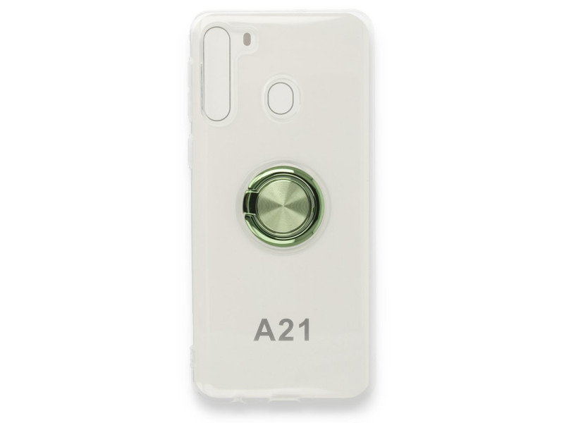 Newface Samsung Galaxy A21 Kılıf Gros Yüzüklü Silikon -Yeşil