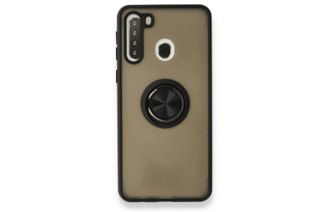 Newface Samsung Galaxy A21 Kılıf Montreal Yüzüklü Silikon Kapak - Siyah