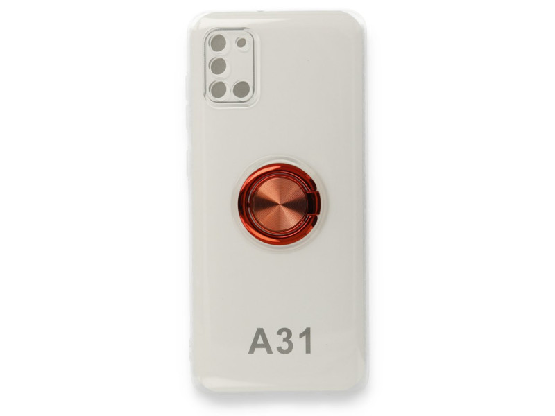 Newface Samsung Galaxy A31 Kılıf Gros Yüzüklü Silikon - Kırmızı
