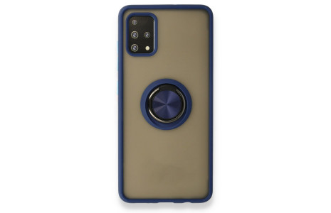 Newface Samsung Galaxy A51 Kılıf Montreal Yüzüklü Silikon Kapak - Lacivert