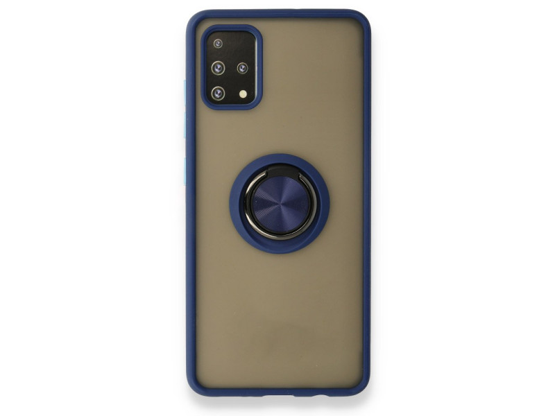 Newface Samsung Galaxy A51 Kılıf Montreal Yüzüklü Silikon Kapak - Lacivert