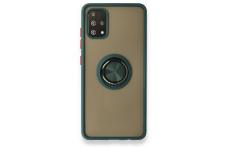 Newface Samsung Galaxy A51 Kılıf Montreal Yüzüklü Silikon Kapak - Yeşil