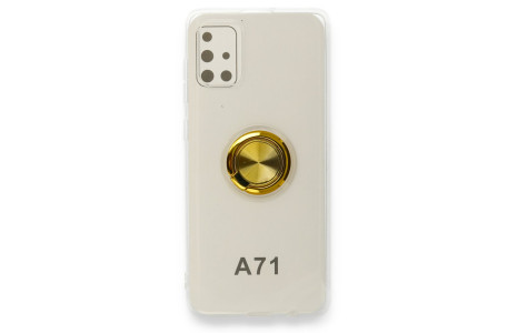 Newface Samsung Galaxy A71 Kılıf Gros Yüzüklü Silikon - Gold
