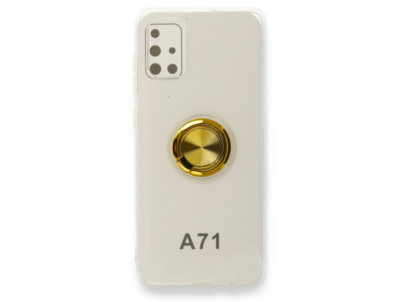 Newface Samsung Galaxy A71 Kılıf Gros Yüzüklü Silikon - Gold