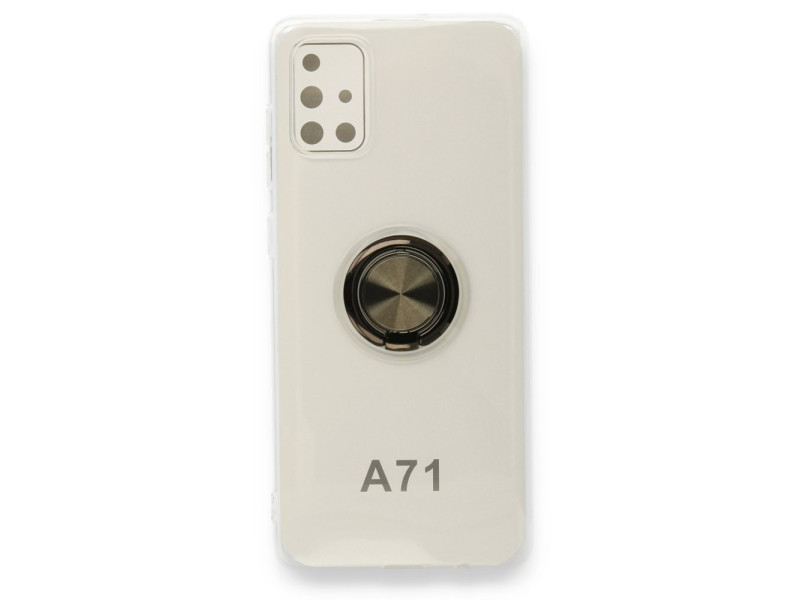 Newface Samsung Galaxy A71 Kılıf Gros Yüzüklü Silikon - Siyah