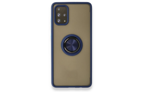 Newface Samsung Galaxy A71 Kılıf Montreal Yüzüklü Silikon Kapak - Lacivert