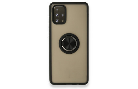 Newface Samsung Galaxy A71 Kılıf Montreal Yüzüklü Silikon Kapak - Siyah